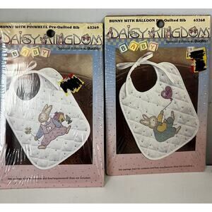 Bucilla Daisy Kingdom Bunny Lot of 2 Pre-Quilted Bib Craft Kit New